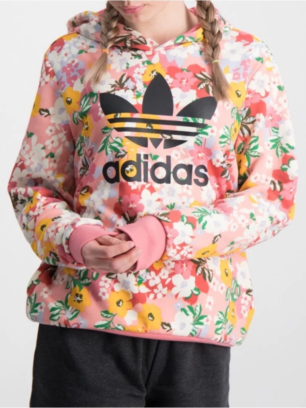 adidas HER Studio London Girls Pink Floral Hoodie